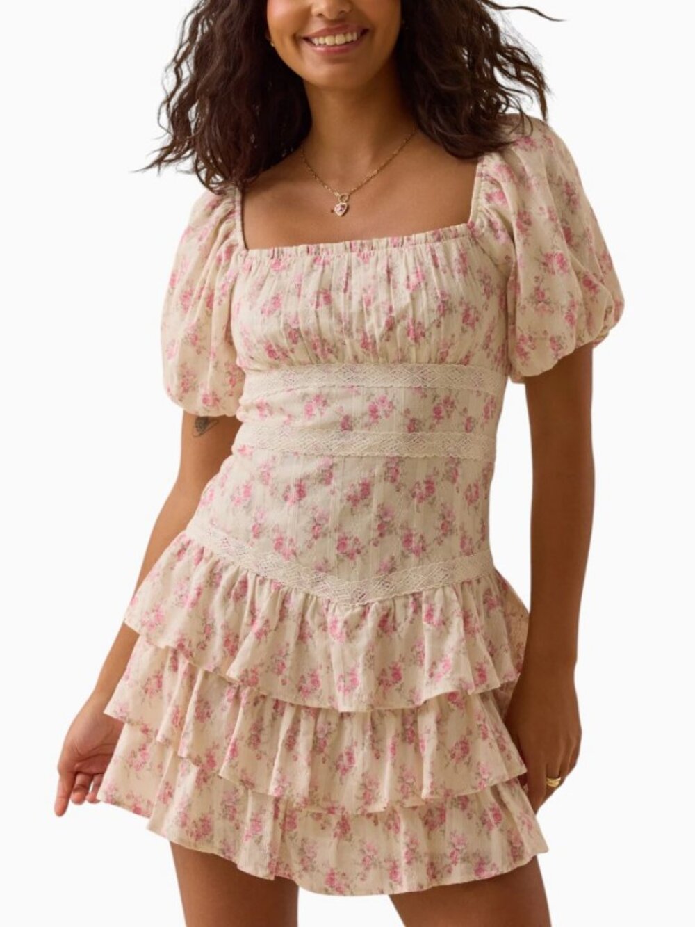 NWT ALTAR'D STATE EMERICK PUFF SLEEVE FLORAL MINI DRESS SIZE XL